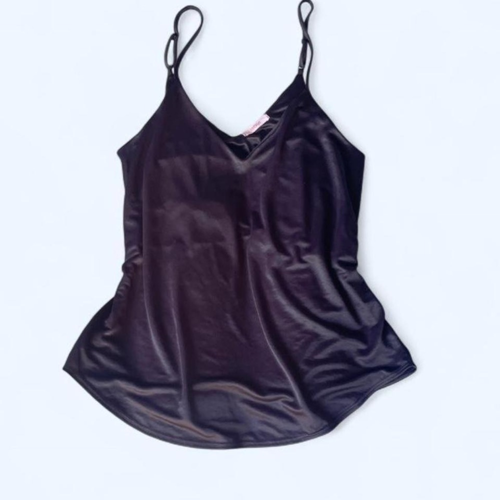 Black satin tank top‎ size M by Cherish